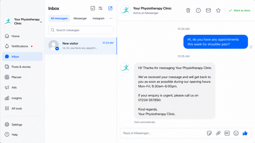 Automatic replies to enquiries