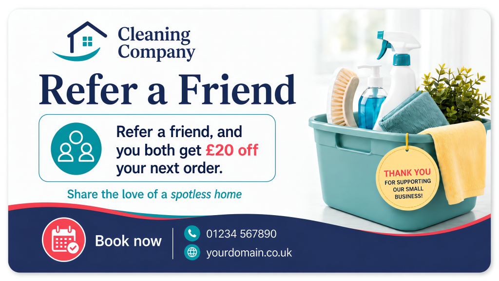 Example of a cleaning company referral card