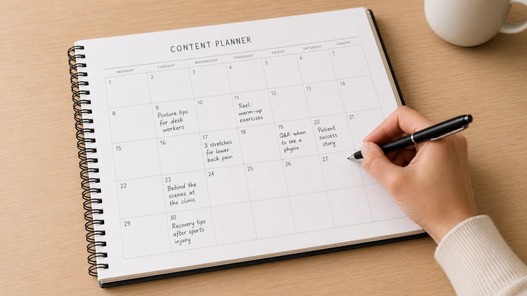 Content planning for a physiotherapist