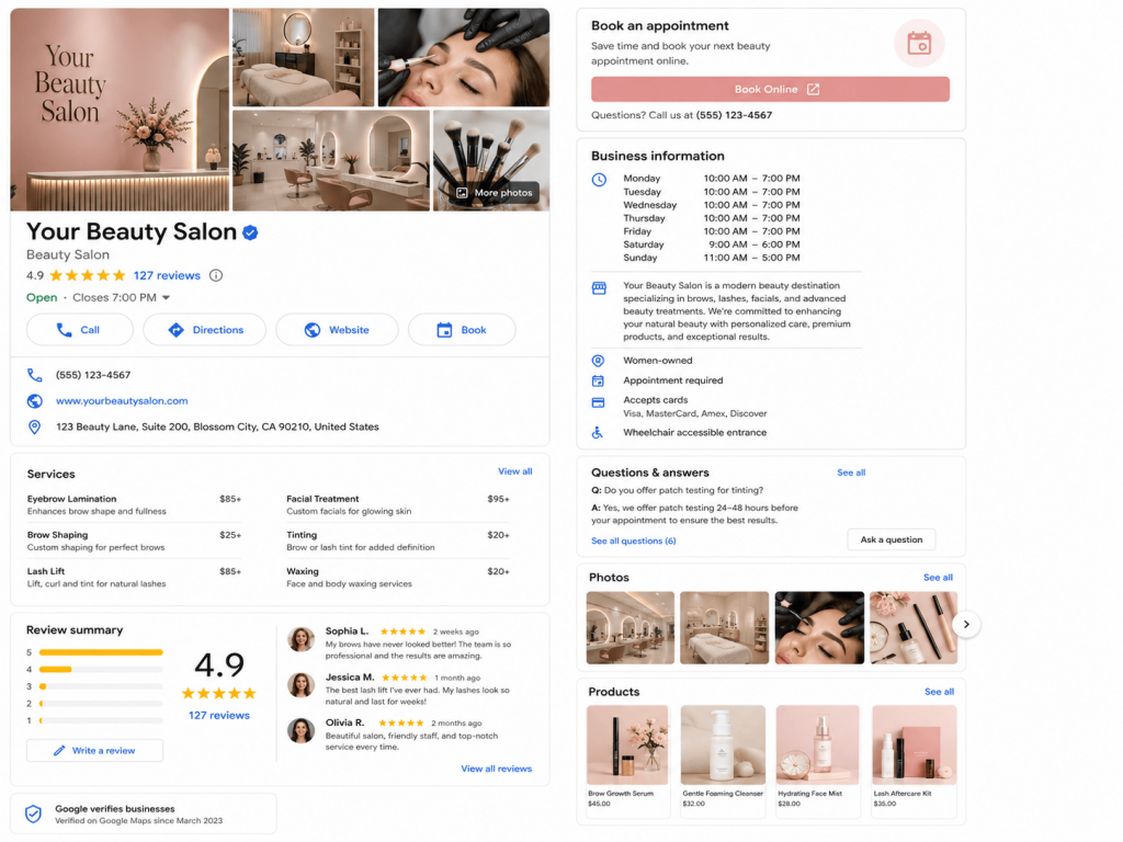 Google Business Profile beauty salon