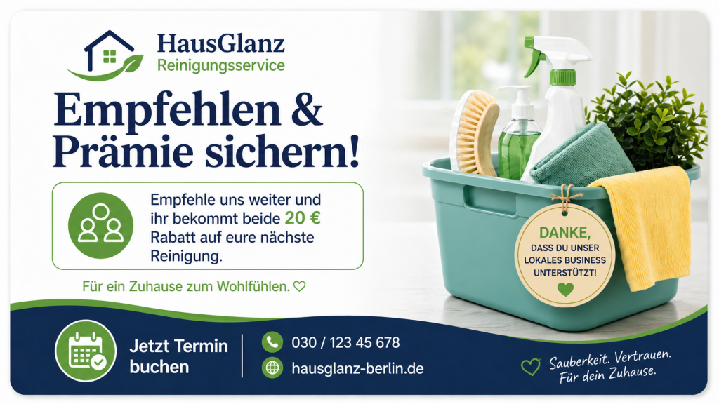 Beispiel einer Empfehlungskarte für eine Reinigungsfirma