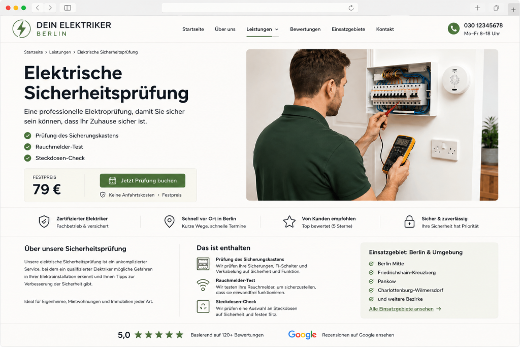 Beispiel eines Angebotspakets für einen Elektriker