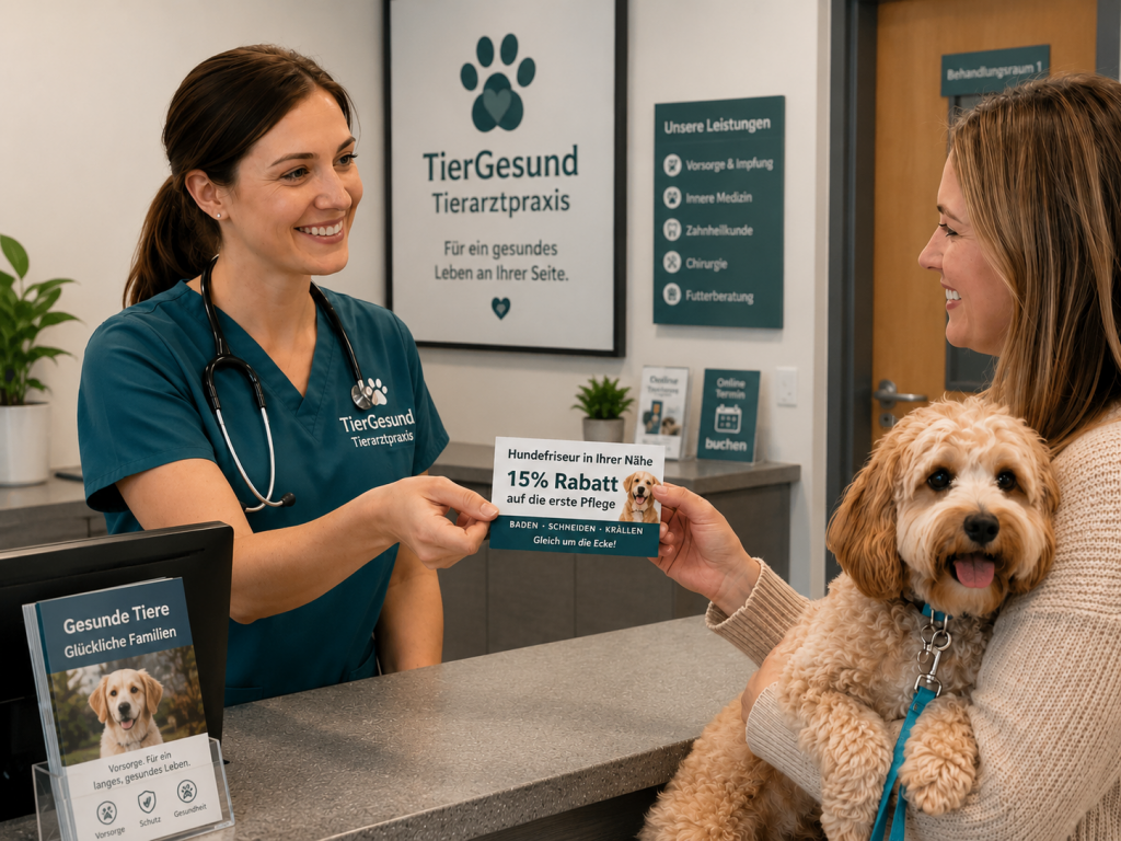 Partnerschaft zwischen Tierarztpraxis und Hundefriseur