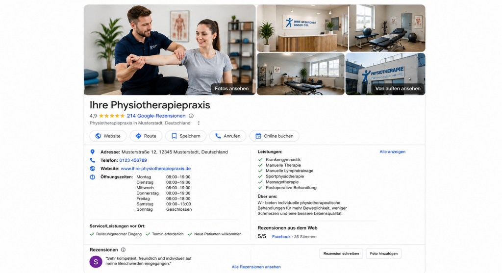 Google Business Profile für Physiotherapie Marketing und lokale Sichtbarkeit
