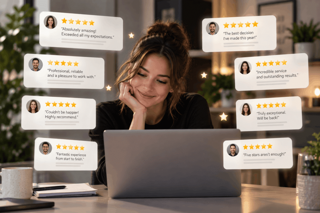 Customer reviews build trust and help you get your first clients