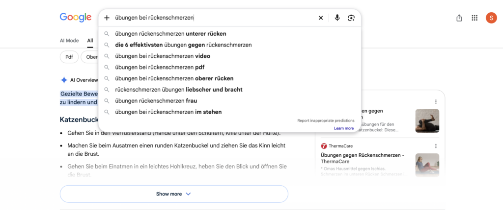 Blog seo mit Google Autocomplete-Vorschlägen zur Keyword-Recherche