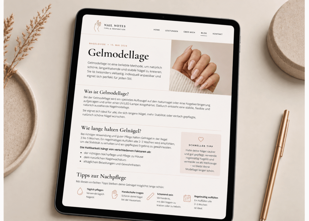 Blog seo Beispiel für Überschriften in einem Kosmetikstudio-Blog