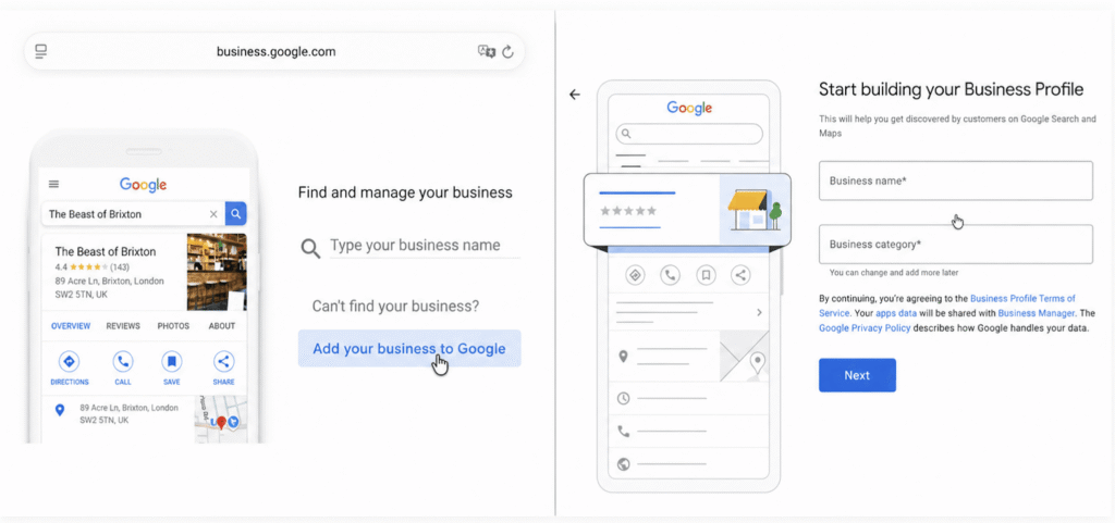 Start creating your Google Business Profile